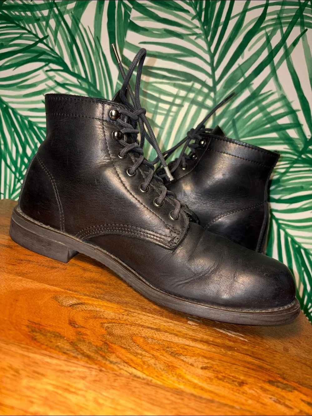 Wolverine Kilometer Black Leather Boots Mens 9.5 M